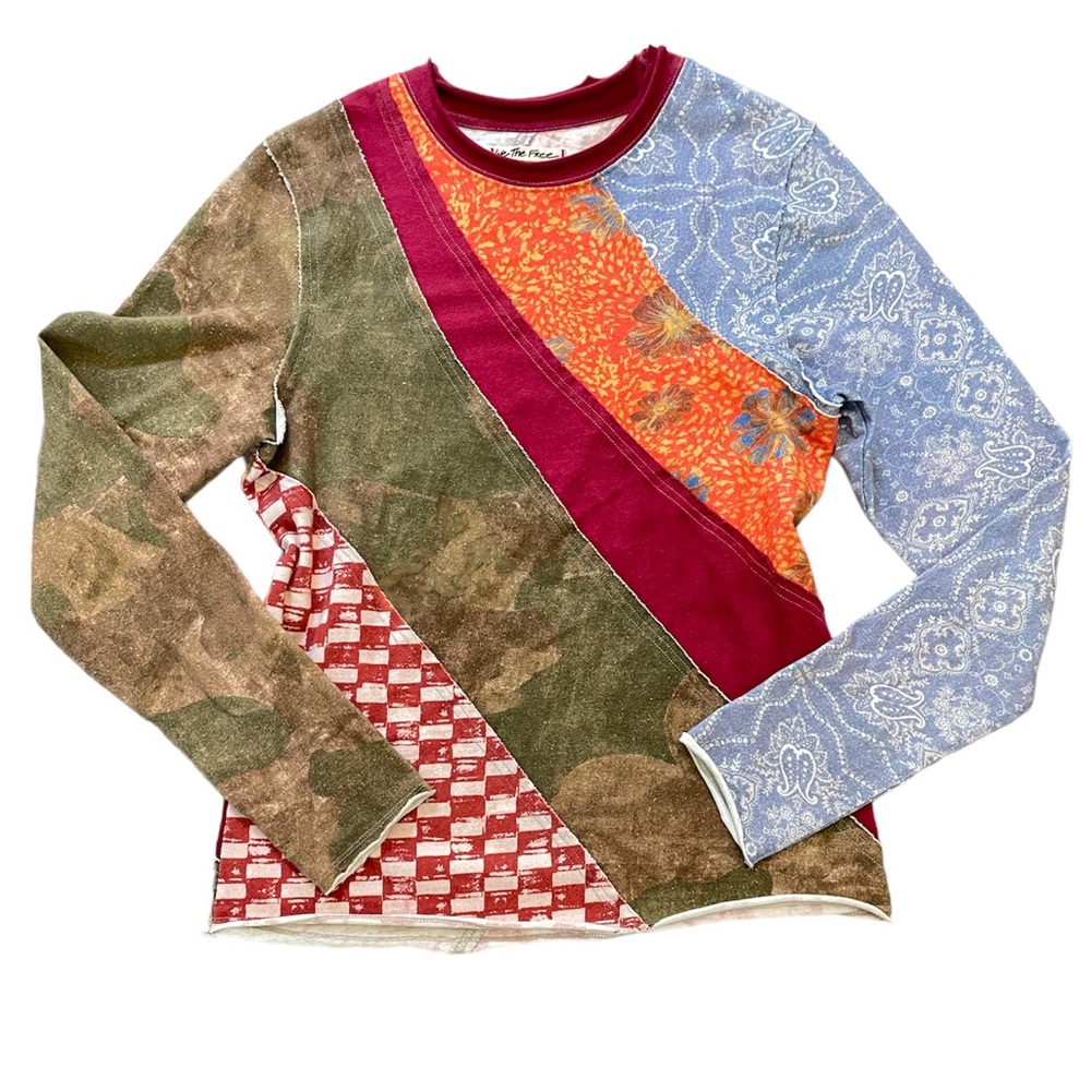 Free People - We The Free - Women’s Unique Patchwork Cotton Sweatshirt Size XL